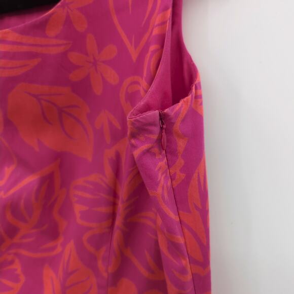 Vintage Womens 8 Pink Tropical Floral Shift Dress Retro Party Casual Corner Bold - Picture 10 of 12